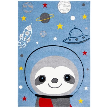 Safavieh 3 ft. 3 in. x 5 ft. 3 in. Carousel Kids 100 Youth Rectangle Power Loomed Area Rug Blue & Grey CRK140M-3